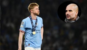 Kevin De Bruyne e Guardiola - foto LaPresse + Canva - Fattidipallone.it